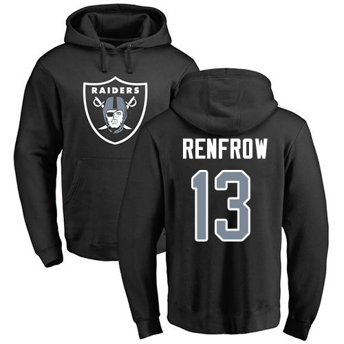 Men Oakland Raiders Black Hunter Renfrow Name and Number Logo NFL Football #13 Pullover Hoodie Sweatshirts->oakland raiders->NFL Jersey